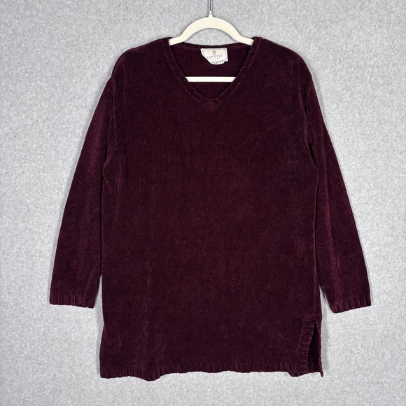 Express Tricot Sweaters - Vintage Express Tricot Burgundy Chenille Sweater Tunic‎ Medium SOFT Cozy Comfy